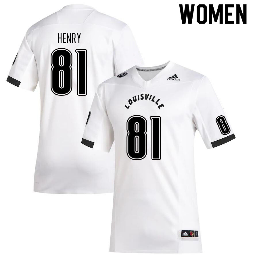 Women #81 Christian Henry Louisville Cardinals College Football Jerseys Sale-White - Click Image to Close